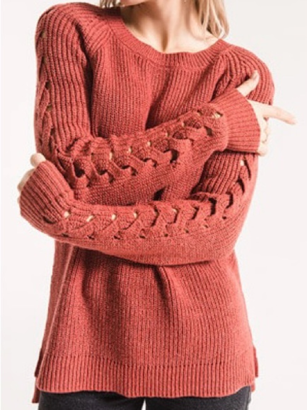 Rag Poets Rust Colored Knit Sweater